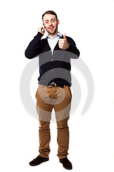Happy man giving a thumbs up gesture