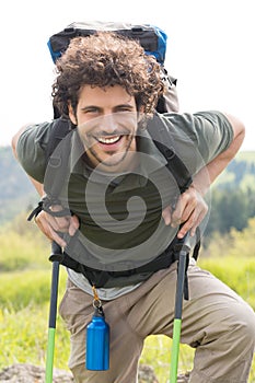 Happy Man Hiking Outdoor