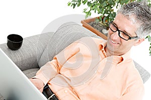 Happy man with laptop