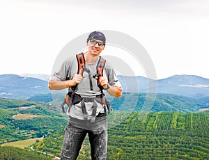 Happy man on the mountain