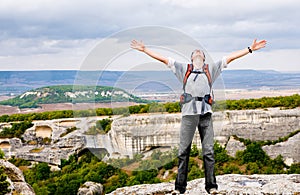 Happy man on the mountain