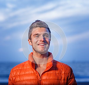 Happy man outdoors