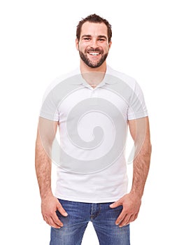 Happy man in a polo shirt