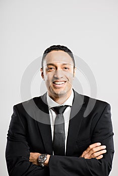 Happy man portrait real people high definition grey background