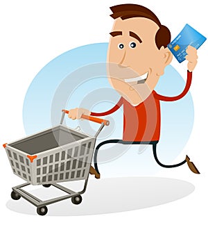 Happy Man Shopping With Credit Card