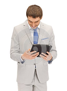 Happy man with tablet pc computer