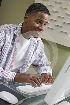 Happy Man Using Computer