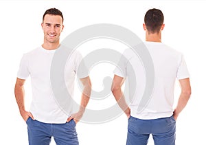 Happy man in white t-shirt photo