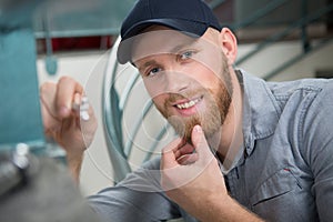 happy man working with tools