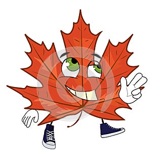 Happy mapple leaf cartoon