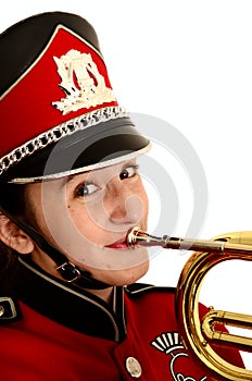 Happy marching band student