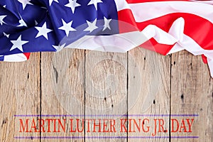 Happy martin luther king jr. day background with american flags photo