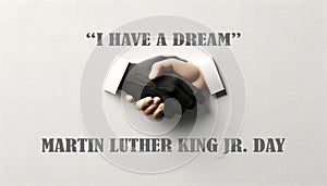 Happy Martin Luther King jr day. The time is always right to do what is right text and white and black handshake