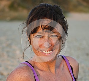 Happy mature woman smiling