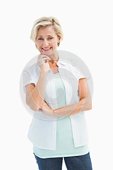 Happy mature woman smiling at camera