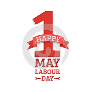 Happy May Day lettering vector background. Labour Day concept with wrenches. International Workers day illustration.
