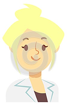 Happy medical worker avatar. Woman in white coat