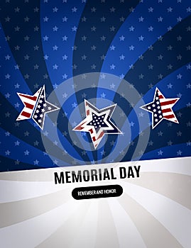 Happy Memorial Day Background. Abstract Flag Banner with stars. Vector illustration