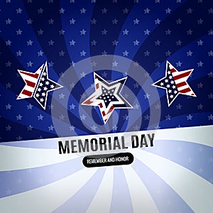 Happy Memorial Day Background. Abstract Flag Banner with stars. Vector illustration