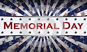 Happy Memorial Day background template. Stars and American flag. Patriotic banner. Vector illustration.