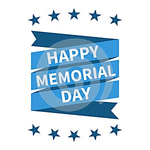 Happy memorial day banner. Vector isolated element. American national holiday