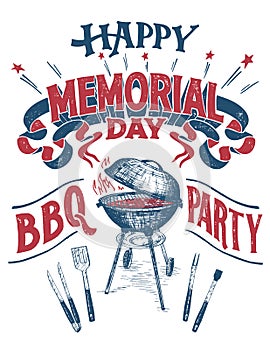 Happy Memorial Day Barbecue party sign photo