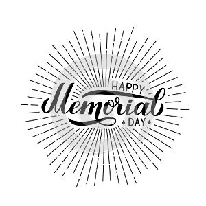 Happy Memorial Day calligraphy hand lettering. American patriotic celebration poster. Vector illustration. Easy to edit template