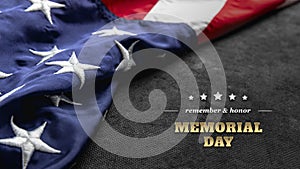 Happy Memorial Day concept. American flag against a black background.