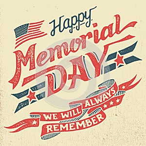 Happy Memorial Day hand-lettering greeting card