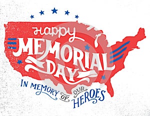 Happy Memorial Day hand-lettering greeting card photo