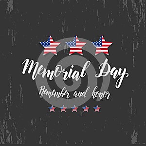 Happy Memorial Day. National american holiday illustration. Hand made lettering