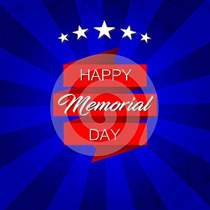 Happy Memorial Day! vector illustration on blue background photo
