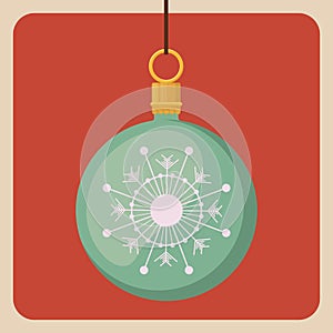 Happy merry christmas ball hanging icon