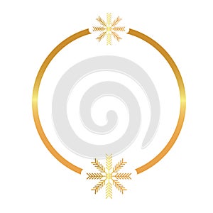 happy merry christmas golden snowflakes in circular frame