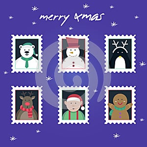 Happy merry Christmas Stamps Collection