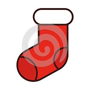 Happy merry christmas, stocking decoration surprise line fill icon