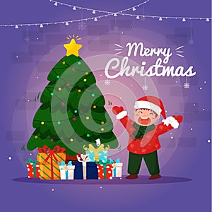 Happy Merry Christmas Tree With Background Collection