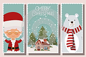 Happy mery christmas card with characters