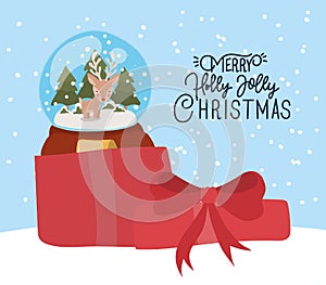 Happy mery christmas card with crystal ball