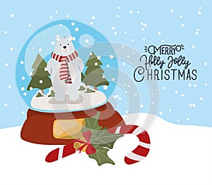 Happy mery christmas card with crystal ball