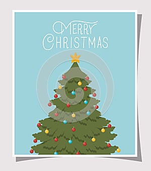 Happy mery christmas card with pine tree