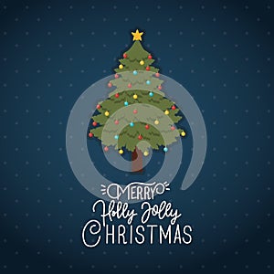 Happy mery christmas card with pine tree