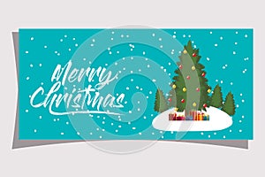 Happy mery christmas card with pine tree