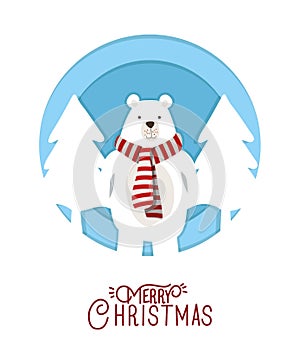 Happy mery christmas card with polar bear