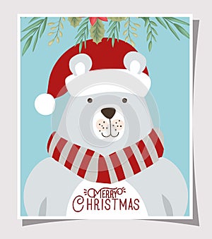 Happy mery christmas card with polar bear