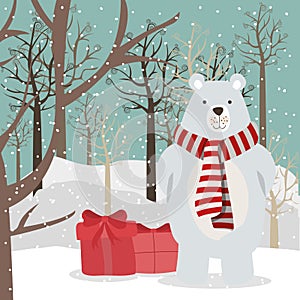 Happy mery christmas card with polar bear