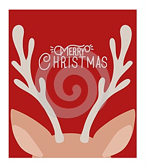 Happy mery christmas card with reindeer
