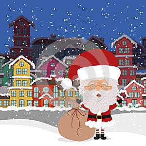 Happy mery christmas card with santa claus