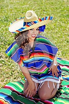 Happy Mexican Senorita at the Park