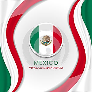 Happy Mexico independence day illustration with Waving vector flag